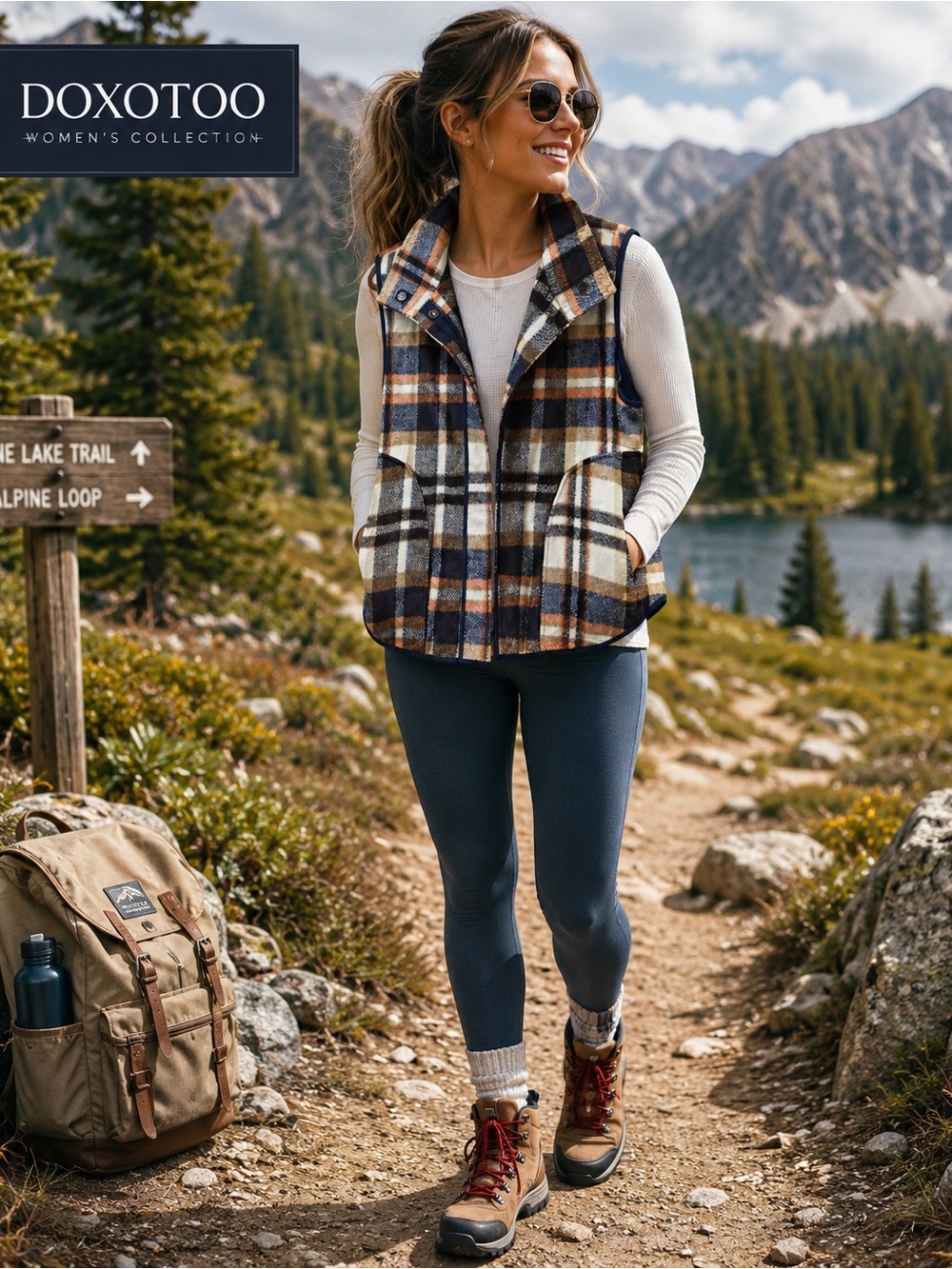 NWT,Dokotoo,Soft Flannel Plaid,Sherpa Vest,Pockets,Layering,Outdoor, Size S